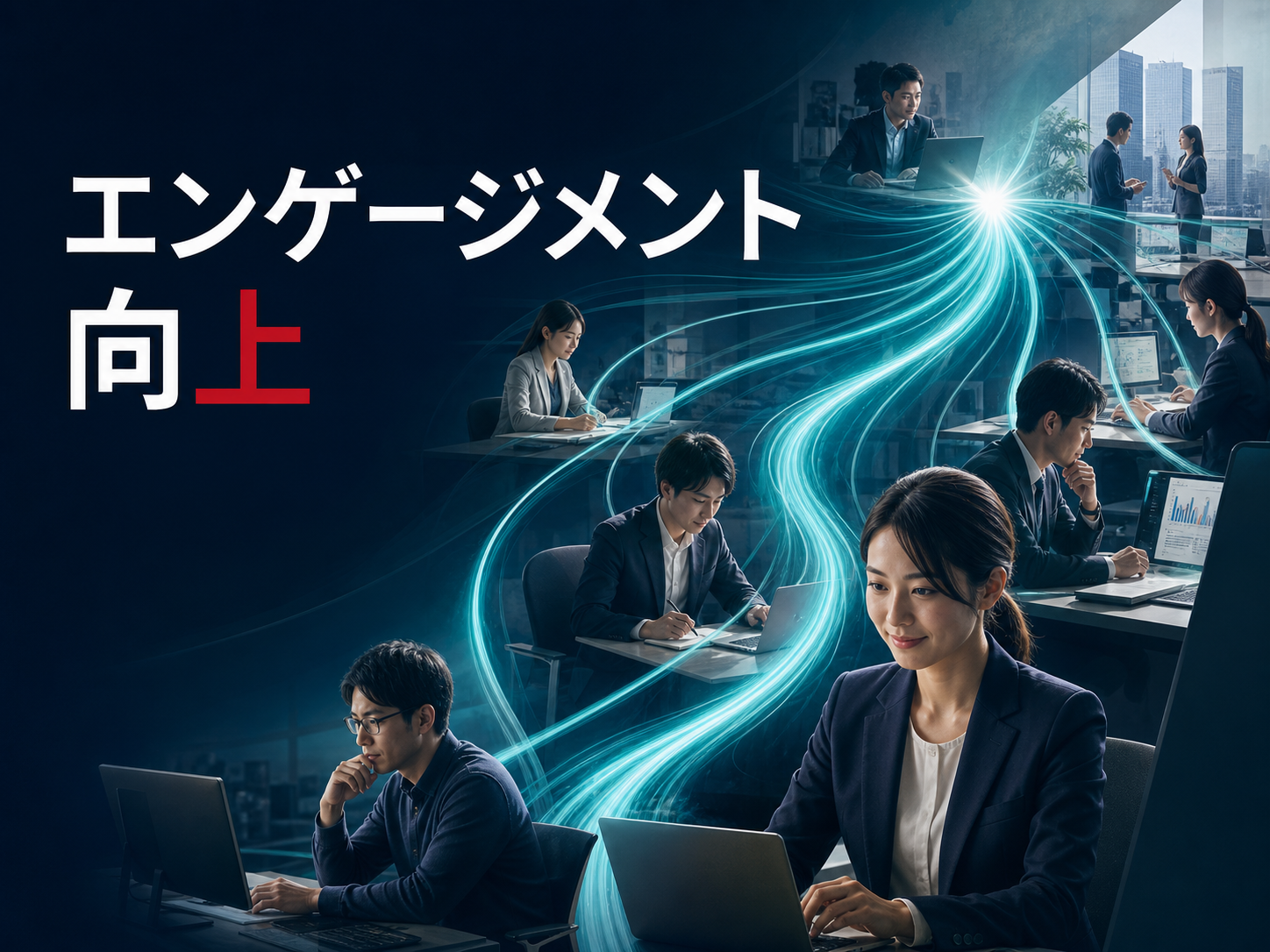社員一人ひとりの仕事が共通の目的につながる様子を表す研修案内画像